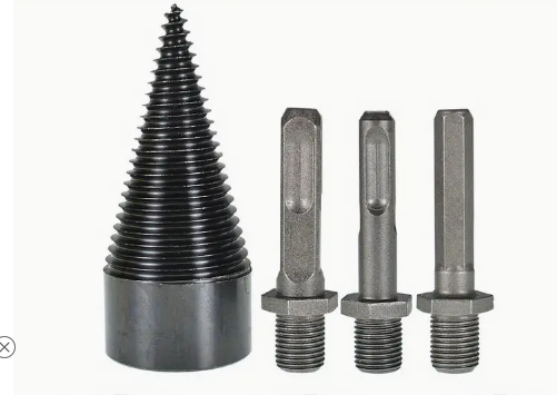 Log Splitting Drill Bit (2-sets) each with 3 Arbors (hex shank, round hand, square hand).