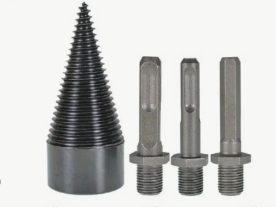 Log Splitting Drill Bit (2-sets) each with 3 Arbors (hex shank, round hand, square hand).