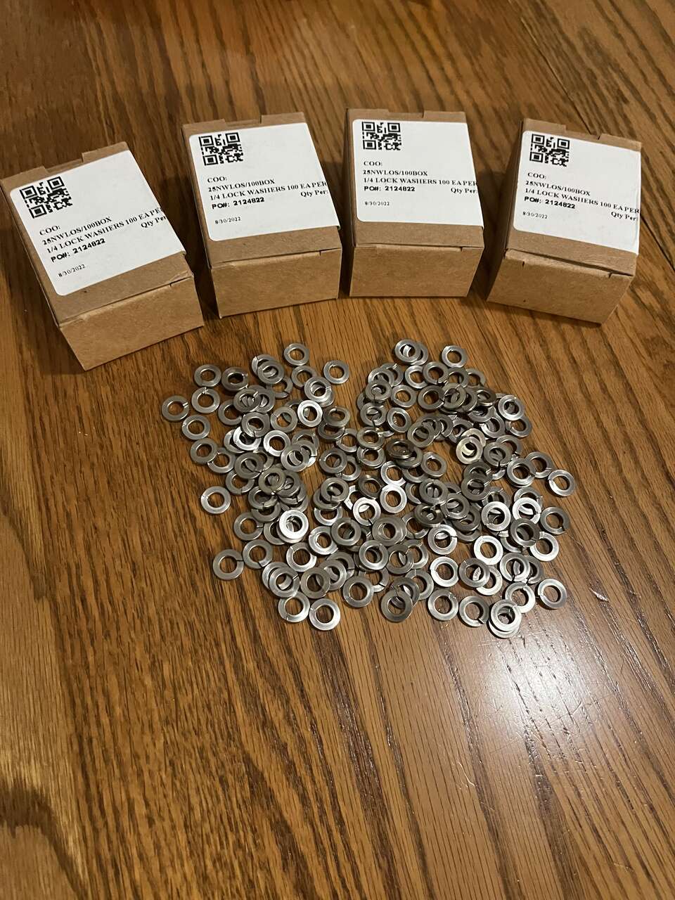 Lock Washers, 1/4" Stainless Steel (4 boxes of 100 ea.)