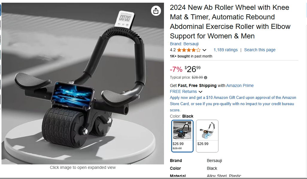 AB Roller Wheel with Knee Mat and Timer. Brand new in box