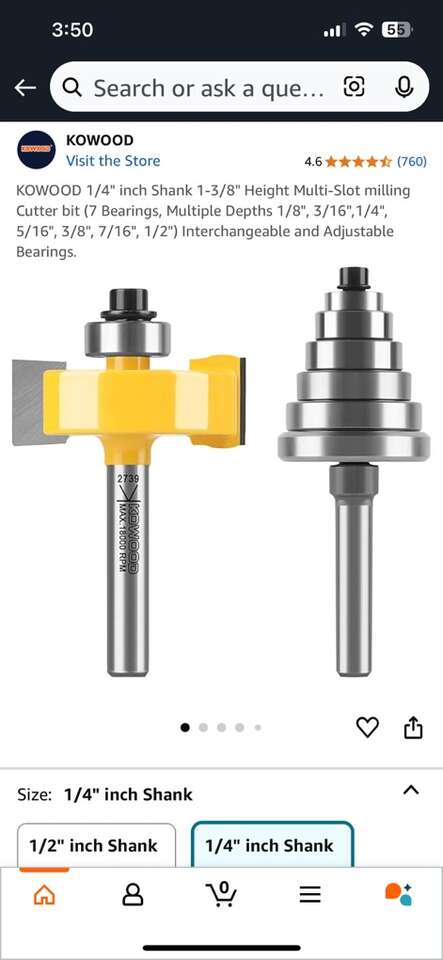 Kowood 1/4 Shank Rabbet Router Bit