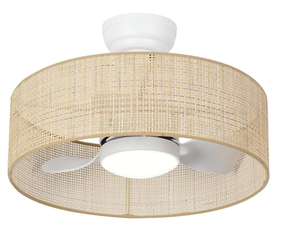 NEW 18W LED 20” Dimmable DC Drum Boho Caged Dimmable Ceiling Fan with Light Fixture,Fandelier with Remote Control