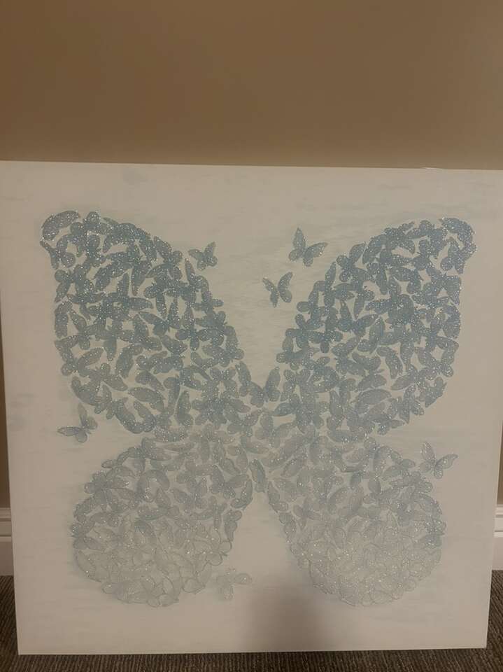 Blue Sparkly Butterfly Picture 30x30