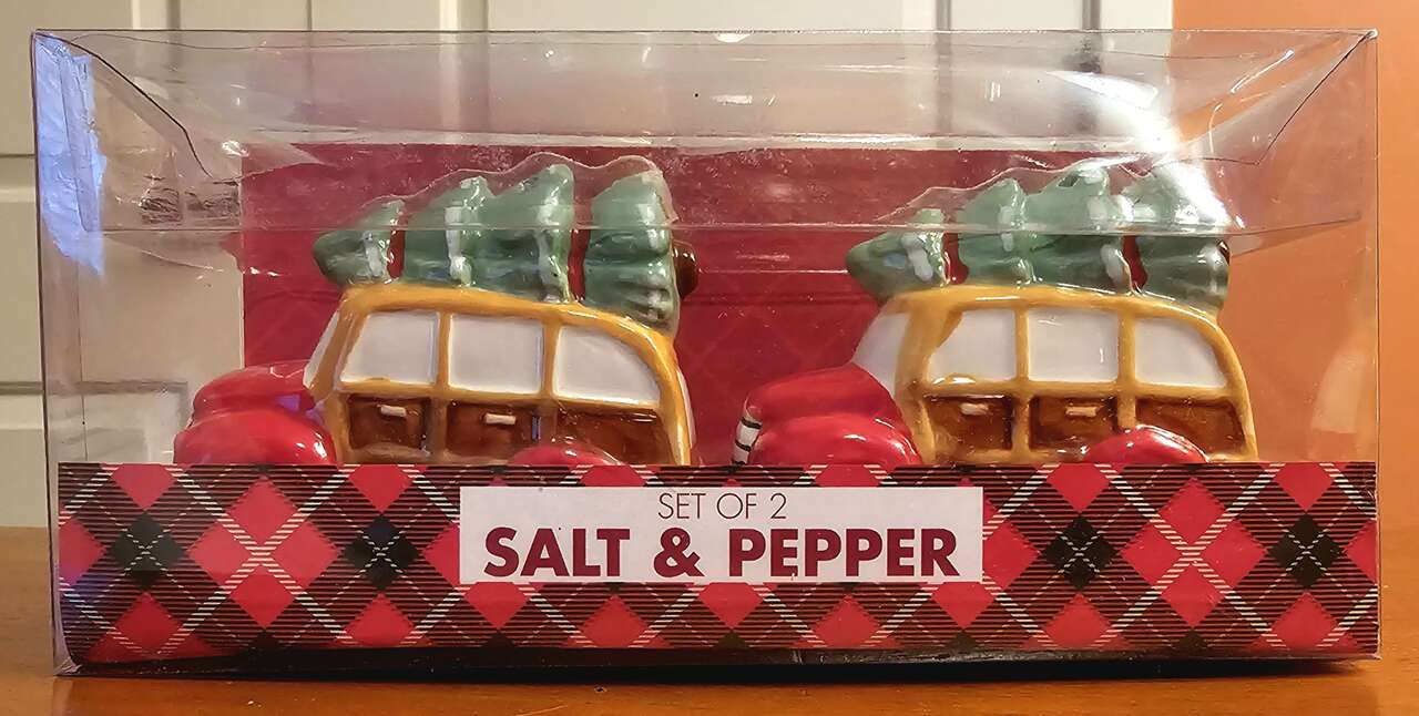 Christmas Holiday BW Salt and Pepper shakers Brand new in box! (RARE FIND)