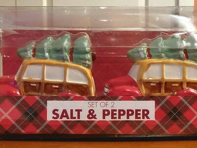 Christmas Holiday BW Salt and Pepper shakers Brand new in box! (RARE FIND)