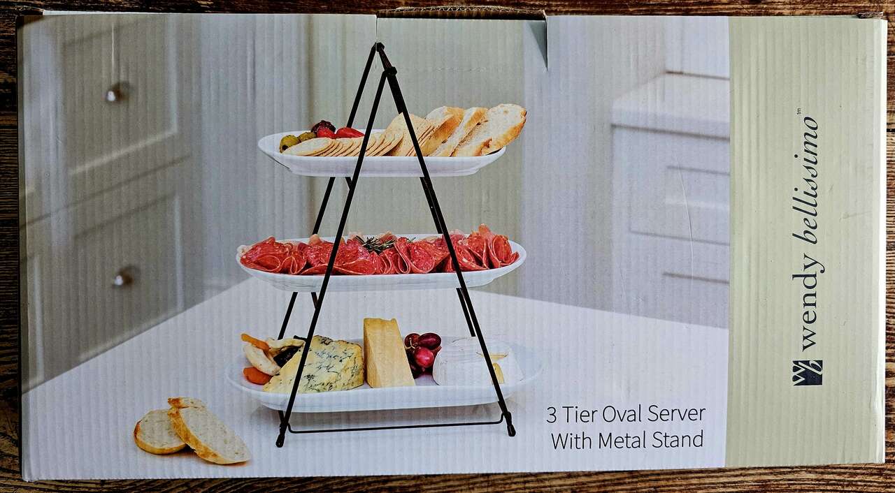 3 Tier Oval Server with Metal Stand (Wendy Bellissimo) Brand New in box