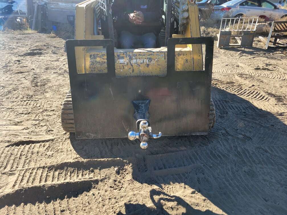 Skid steer ball hitch receiver plate attachment