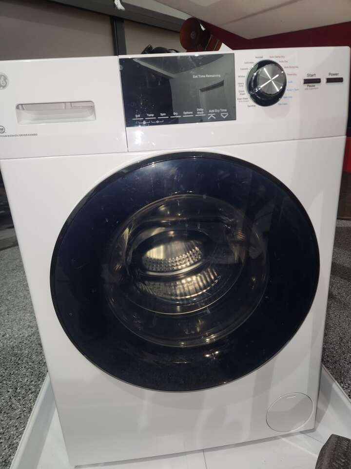 GE-STEAM WASHER AND DRYER COMBOALL IN ONE.