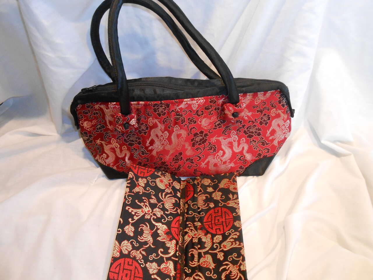 Red Oriental Dragon Purse with Check book Case