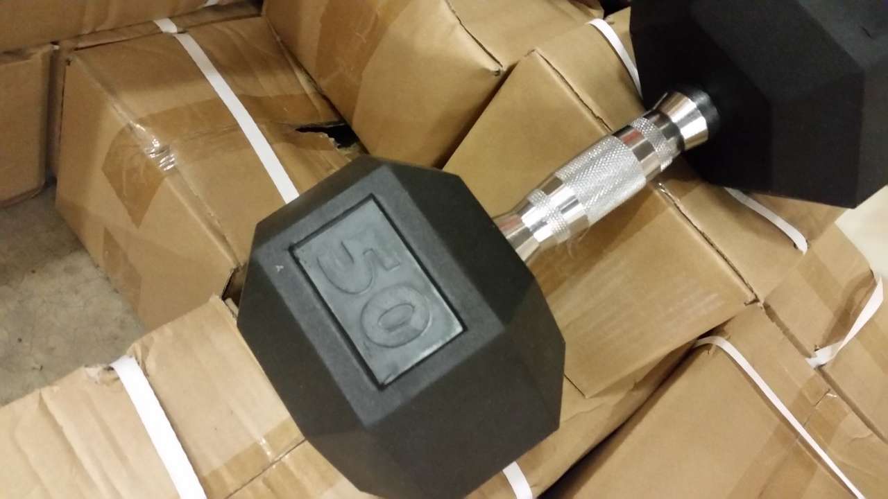 50 LB. Rubber Hex Dumbbells (Pair) *dbhc*
