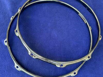 14” Pair Of Snare Drum Hoops Black Nickel 10 Lug