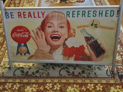 Vintage Coca Cola Coke Cardboard Double Sided Sign