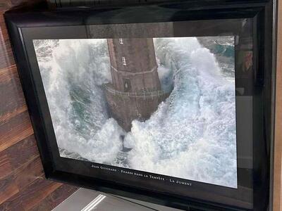 Jean Guichard’s “The lighthouse at La Jument” Framed Print $40 cash/venmo in Draper