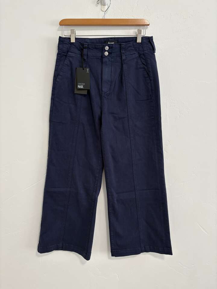 NWT Paige Brooklyn Crop Wide leg with wide waistband Vintage Comic Navy Pants women's size 28 in Draper $50 cash/venmo