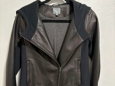 Athleta Black Multi-Media Leather Jacket women's size Small $120 cash/venmo in Draper