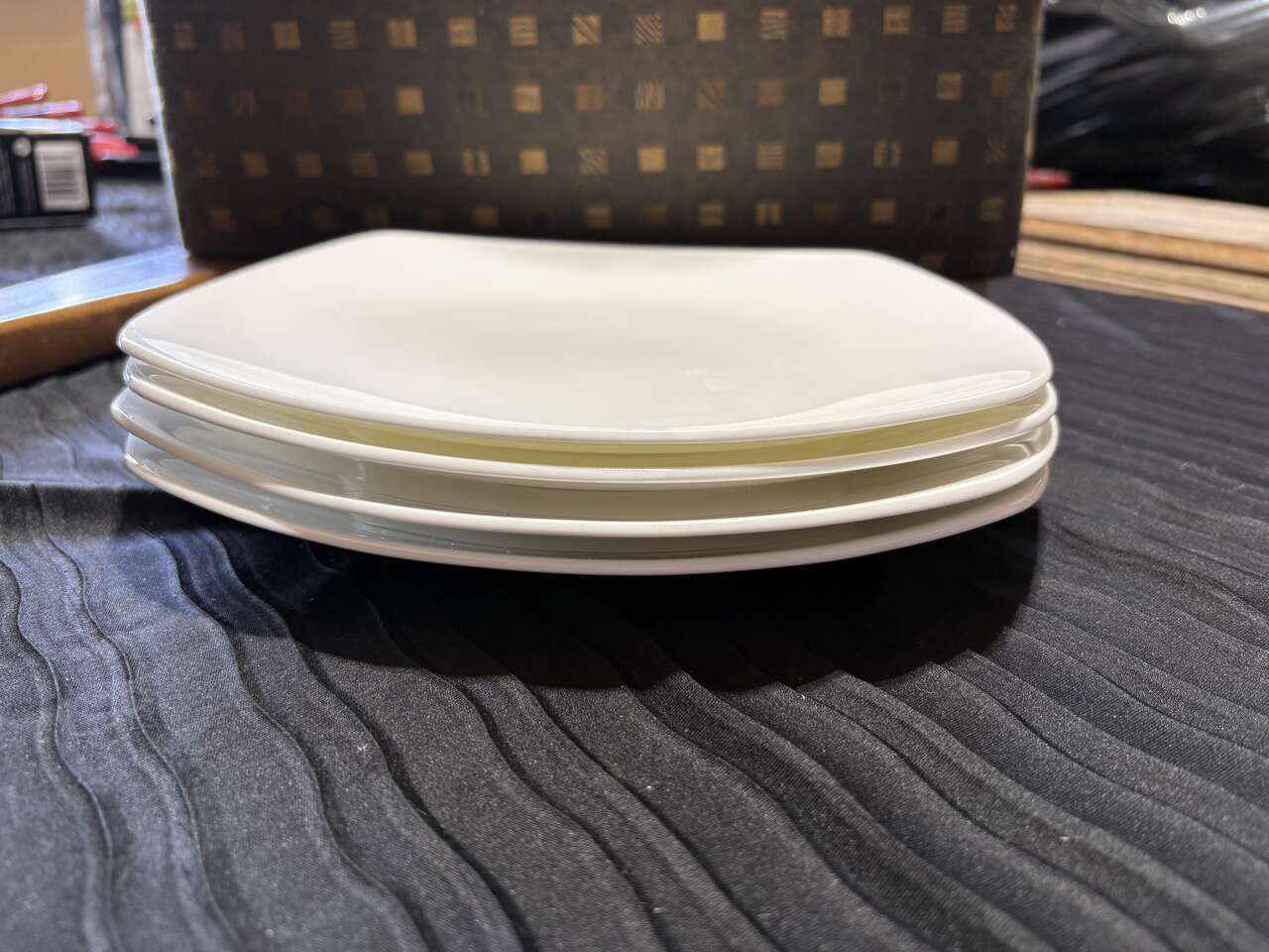 Set of 4 studio TU fine bone china Quattro white 10.25" plates $15 cash/venmo in Draper