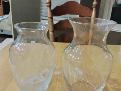 Two clear vases
