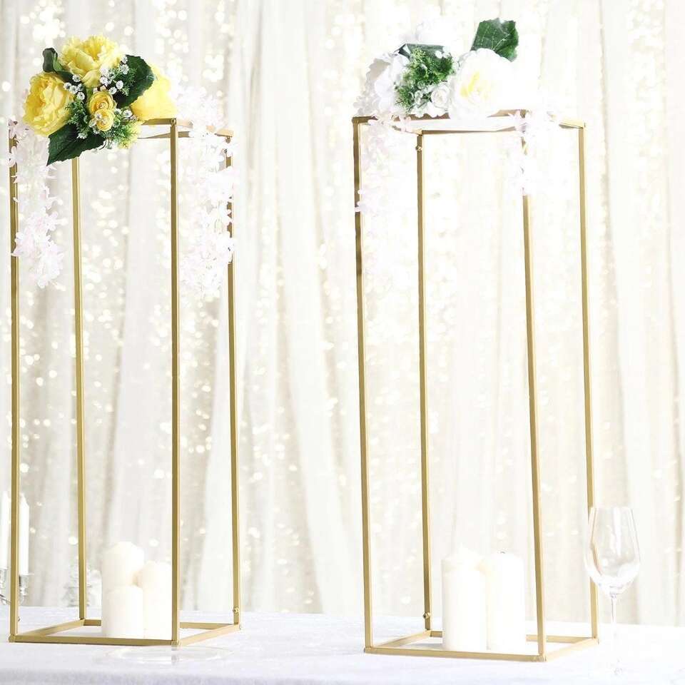 Gold rectangular floral display rack