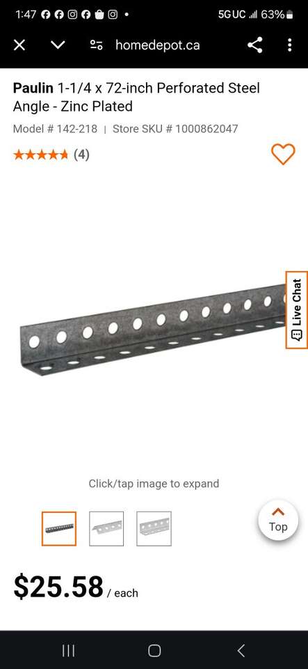 ángle perfirated iron zinc