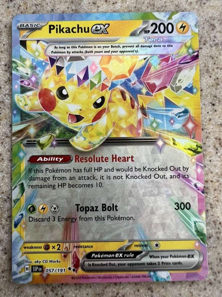 Pikachu EX Surging Sparks 057/191 Pack Fresh