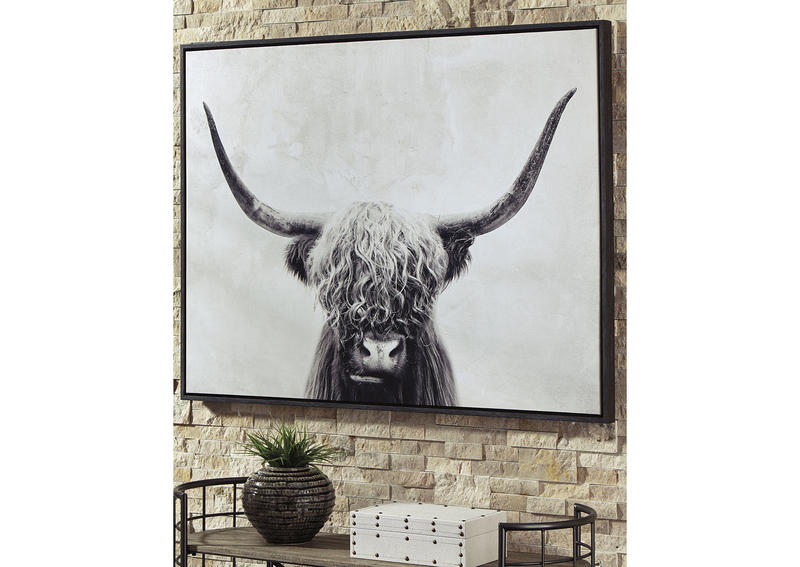 Last one! Pancho Black & White Wall Art - Living Room Furniture Accent Piece - Action Home Furniture
