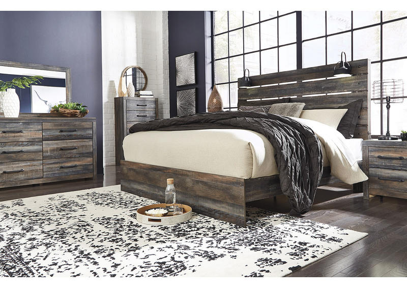Drystan King Panel Bed - Single Item - Bedroom Furniture - Action Home Furniture