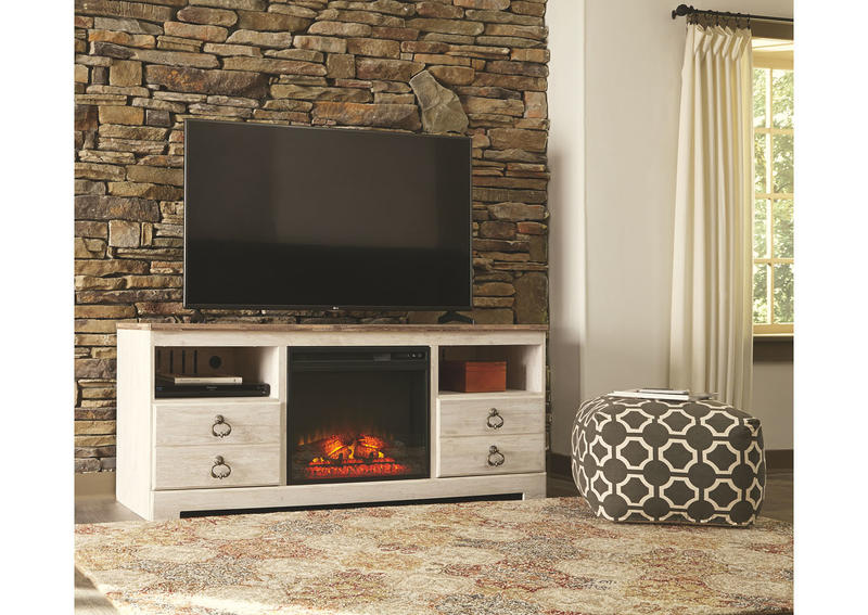 Willowton 64" TV Stand w/ Electric Fireplace - Living Room Furniture Accent Piece - Action Home Furniture