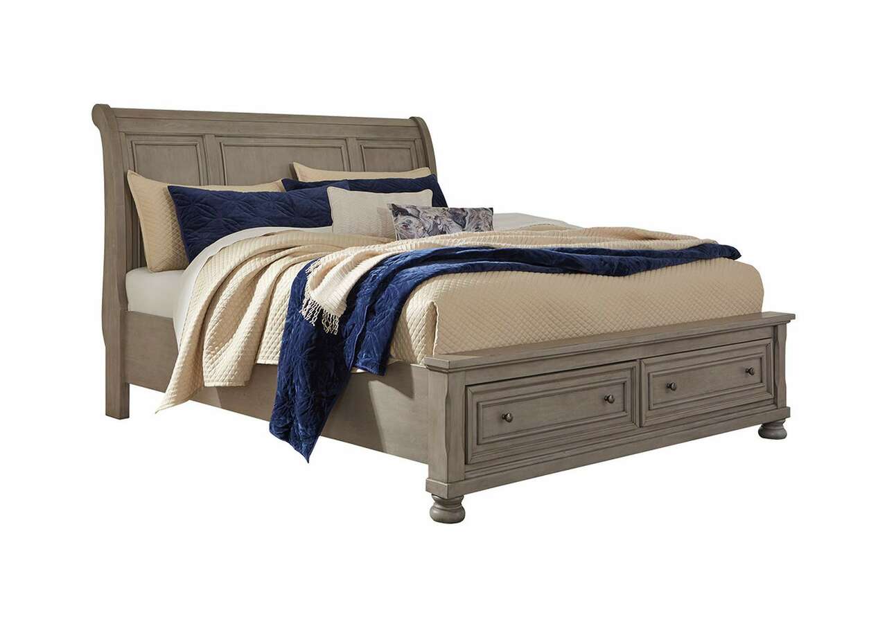 Lettner King Sleigh Bed w/ 2 Storage Drawers - Single Item - Bedroom Furniture - Action Home Furniture