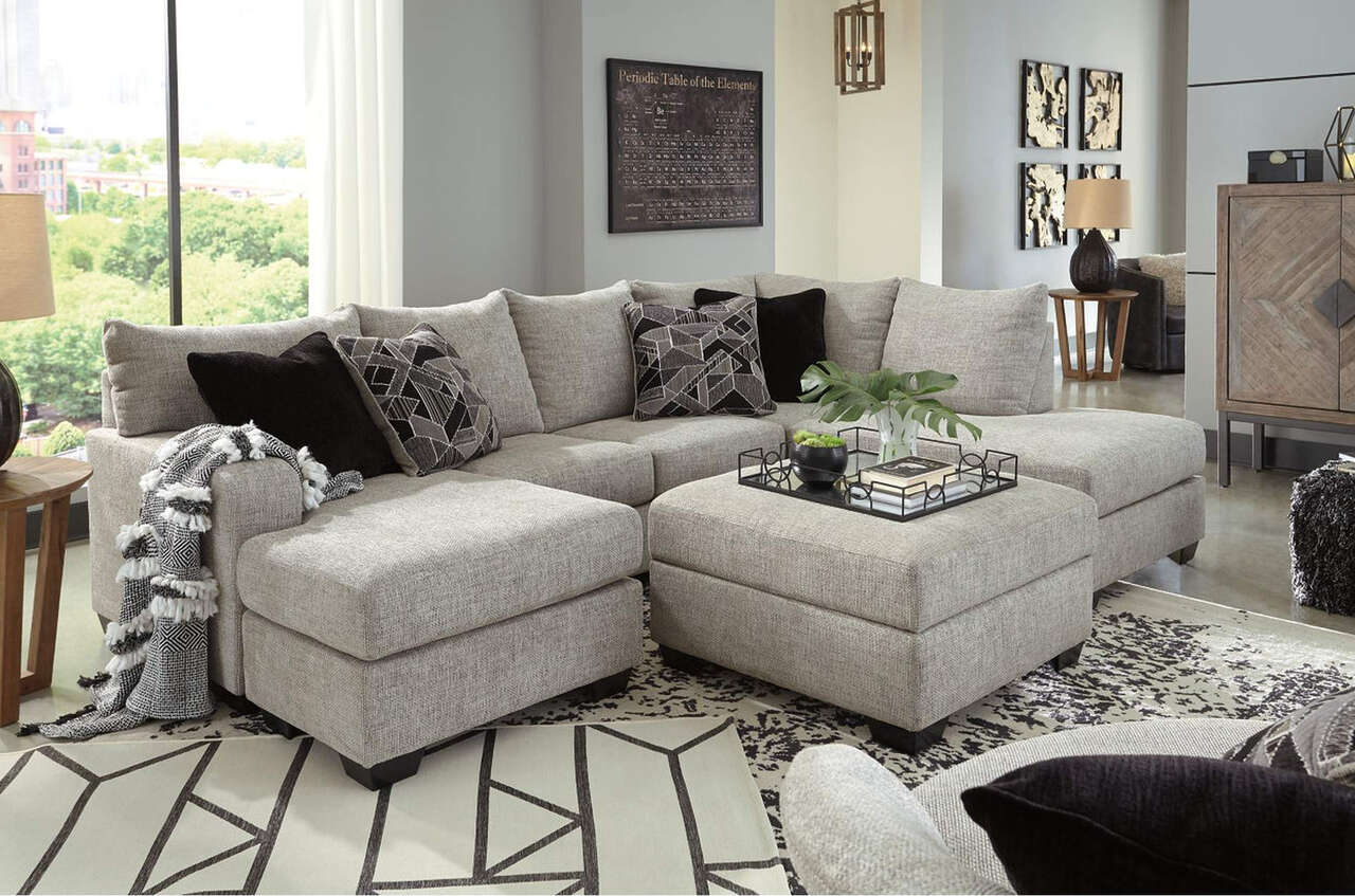 Last One! Megginson 2-Piece Sectional w/ Storage Ottoman - Living Room Furniture - Action Home Furniture