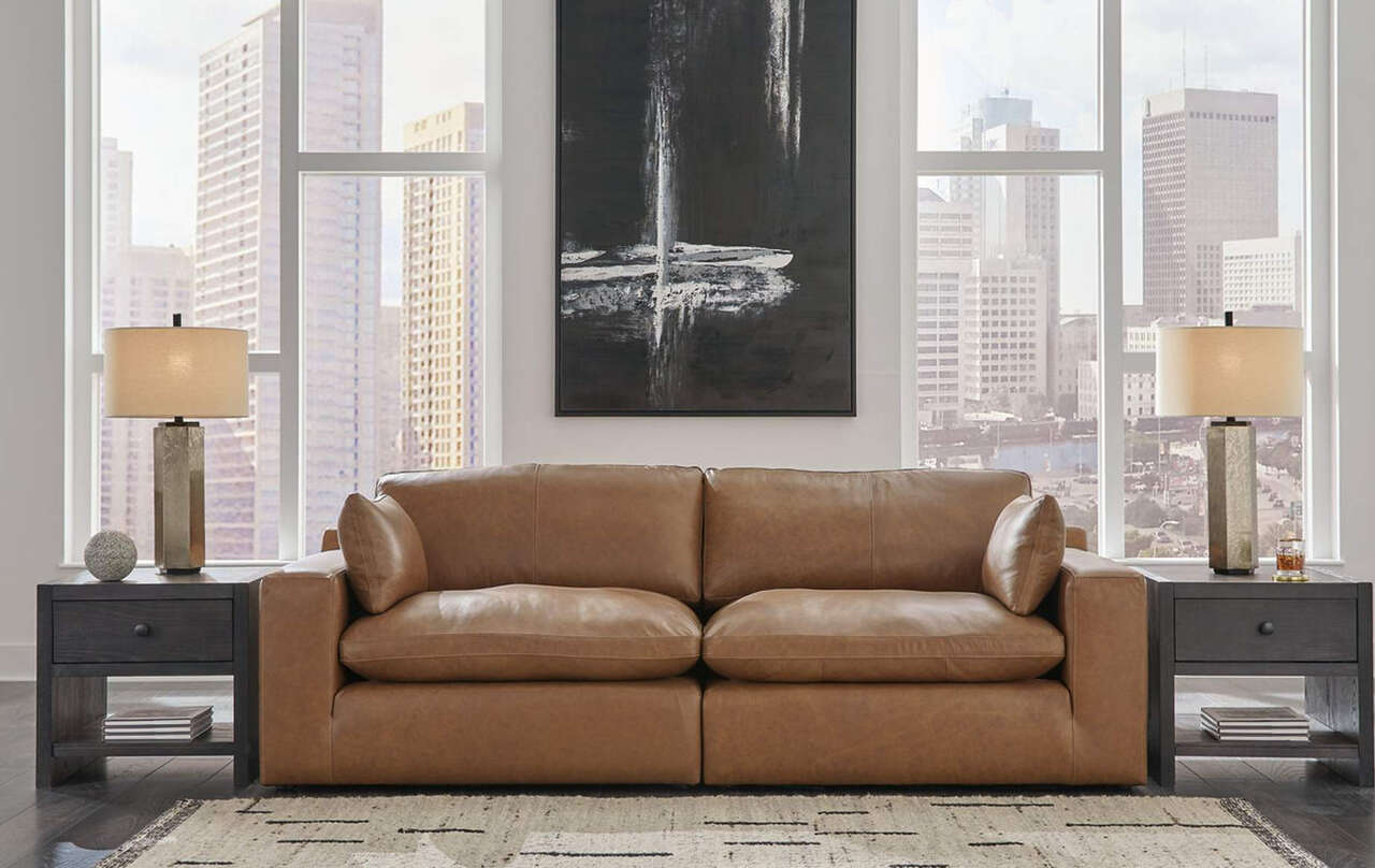 Emilia 2pc Leather Sectional Loveseat - Living Room Furniture - Action Home Furniture