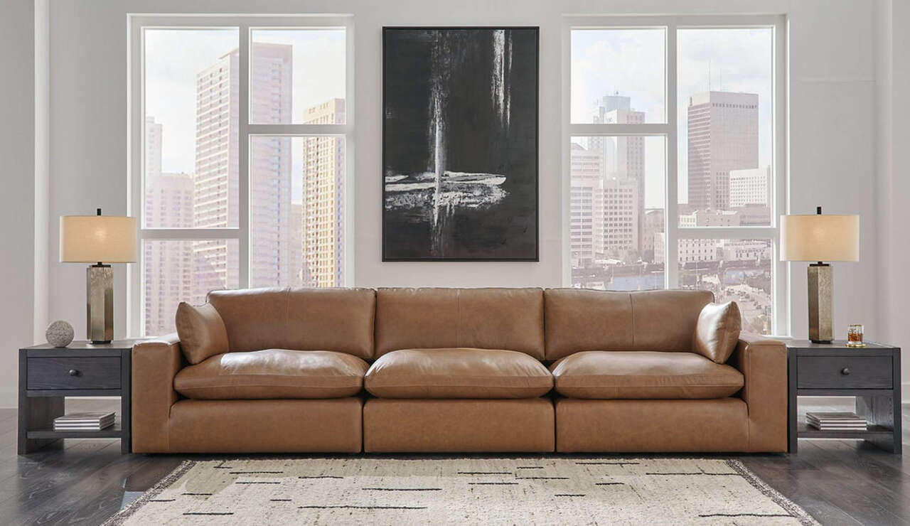 Emilia 3pc Leather Sectional Sofa - Living Room Furniture - Action Home Furniture