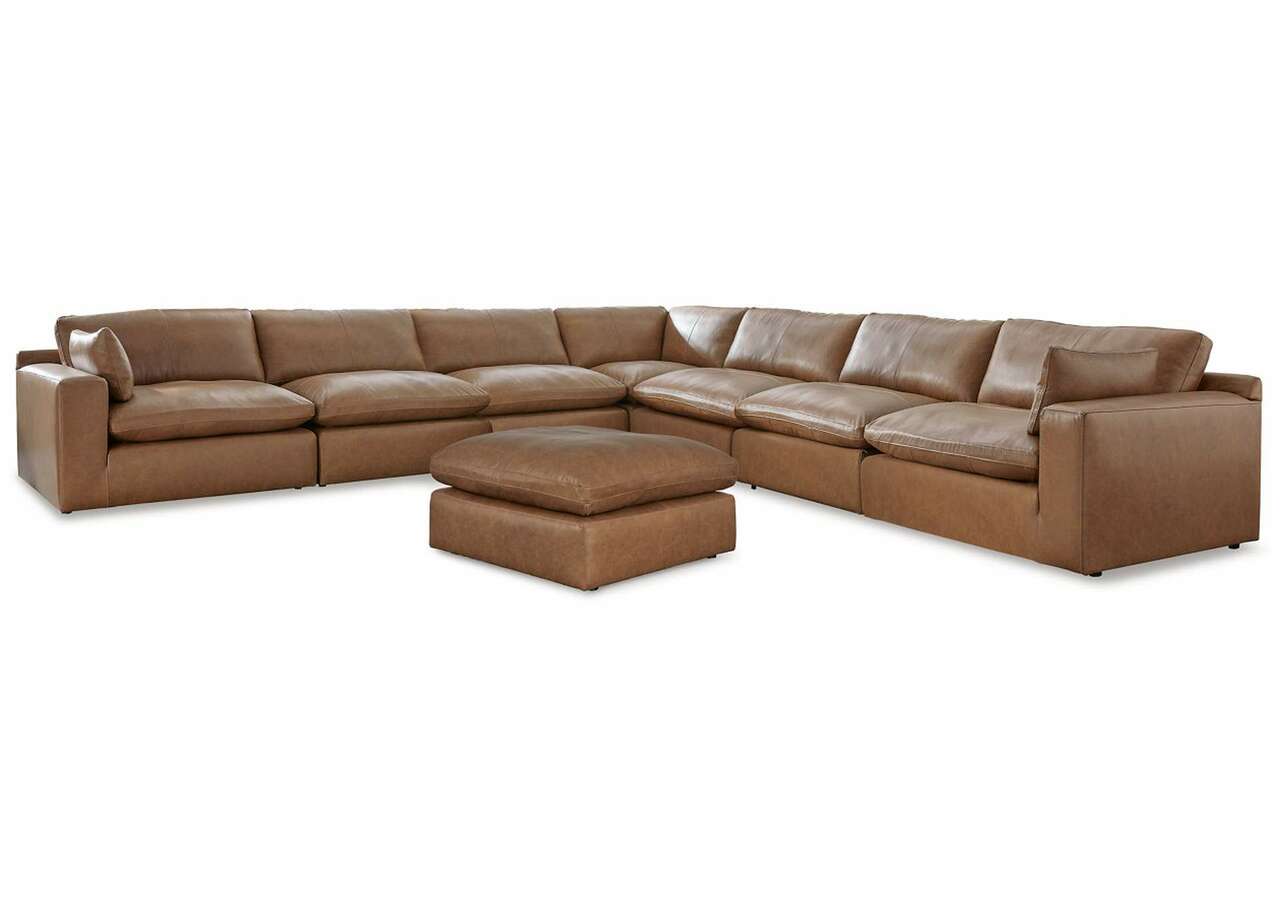Emilia 7pc. Genuine Leather Sectional Sofa w/ Ottoman - Living Room Furniture - Action Home Furniture