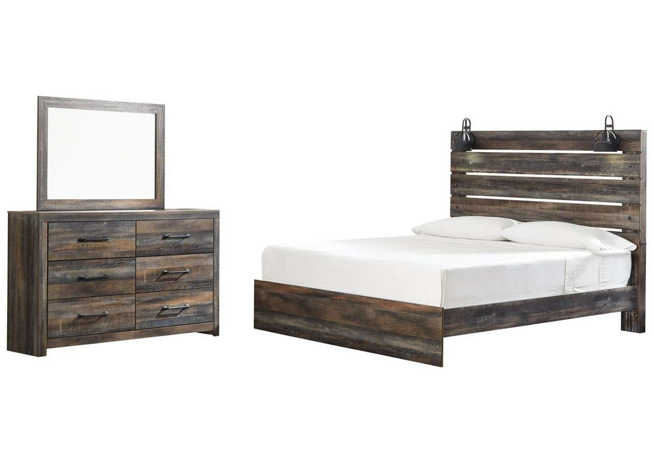 Drystan King Panel Bed w/ Dresser/Mirror - Bedroom Furniture - Action Home Furniture