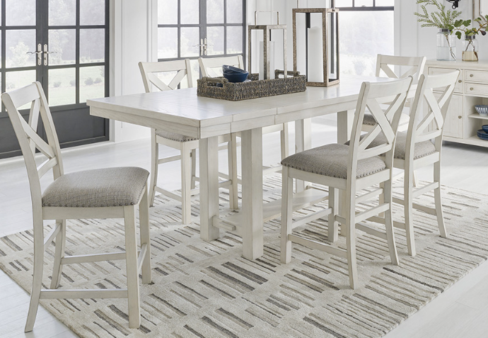 Robbinsdale Counter Height Extension Dining Set w/ 6 Chairs - Kitchen Table & Barstools - Action Home Furniture