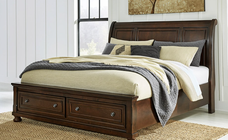 New Porter King Sleigh Storage Bed - Single Item - Bedroom Furniture - Action Home Furniture