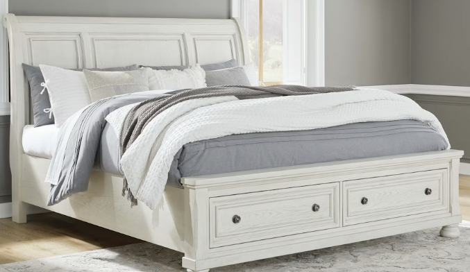 New Robbinsdale King Sleigh Bed w/ Storage - Single Item - Bedroom Furniture - Action Home Furniture