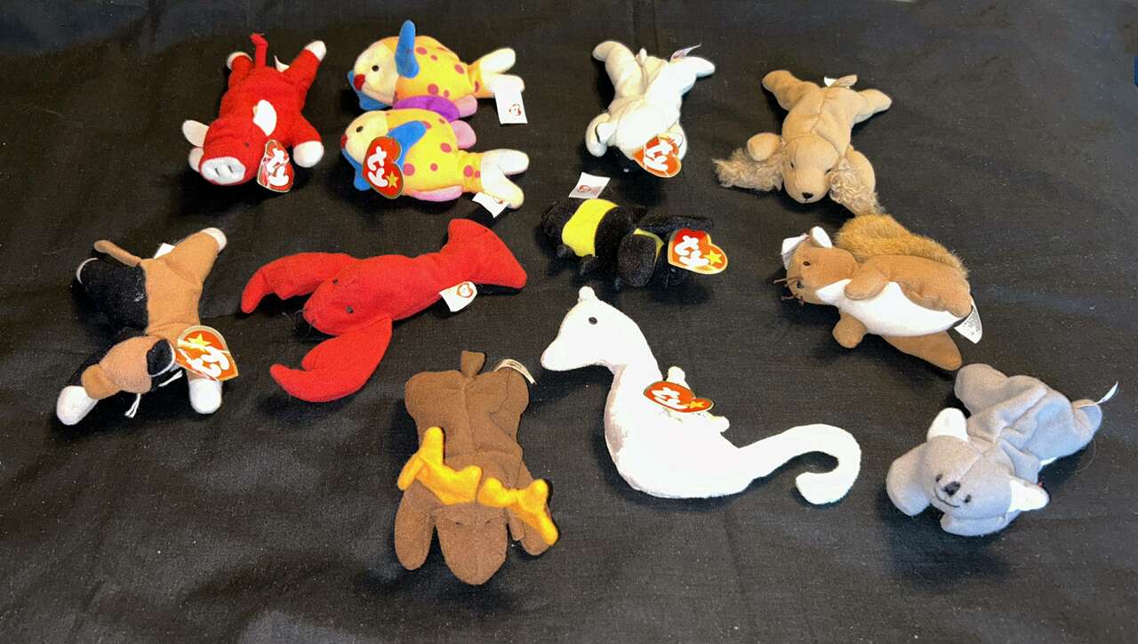 VINTAGE TY TEENIE BEANIE BABIES, McDONALD'S HAPPY MEAL TOYS, LOT OF 12