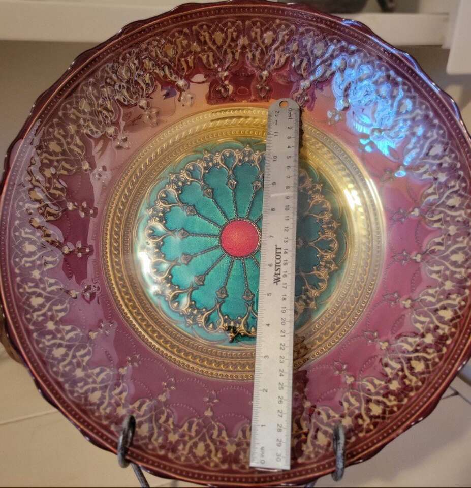 Turkish, Reverse Hand-painted, Art Glass Design, T