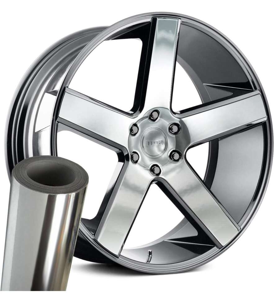 Chrome Silver Auto Rim Adhesive Vinyl Wrap