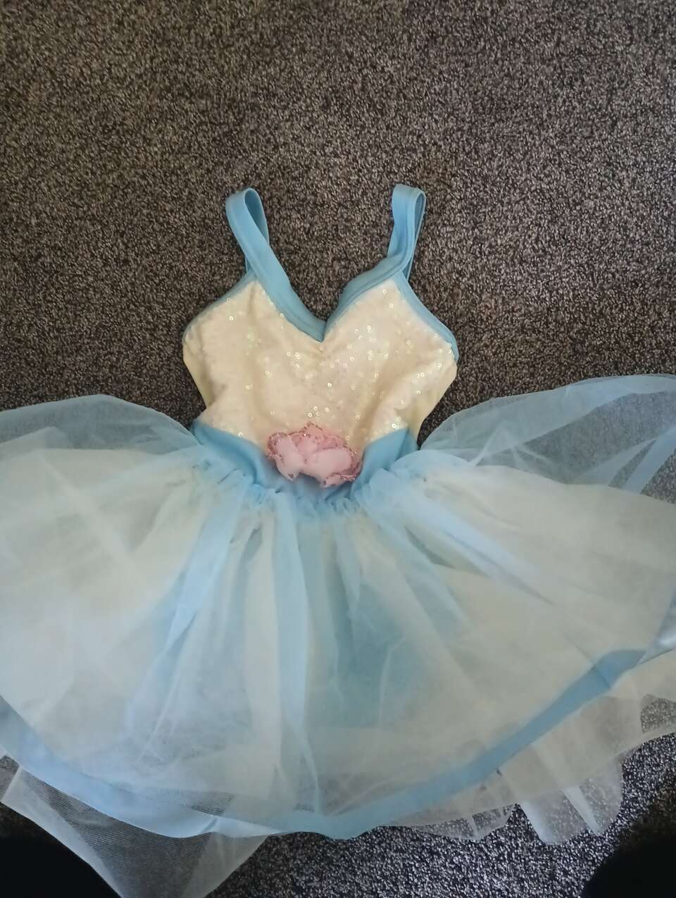 Blue and white tutu with rose