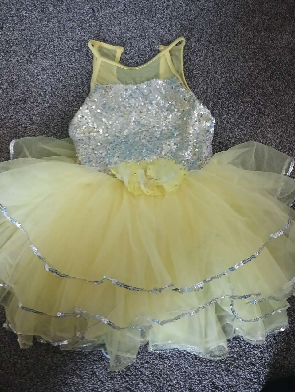 Sparkly silver and yellow ballerina costume