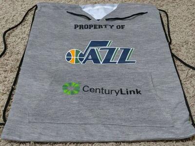 NEW Utah Jazz NBA Cinch Back Sack Drawstring Ball Bag Backpack Gray Grey Unisex