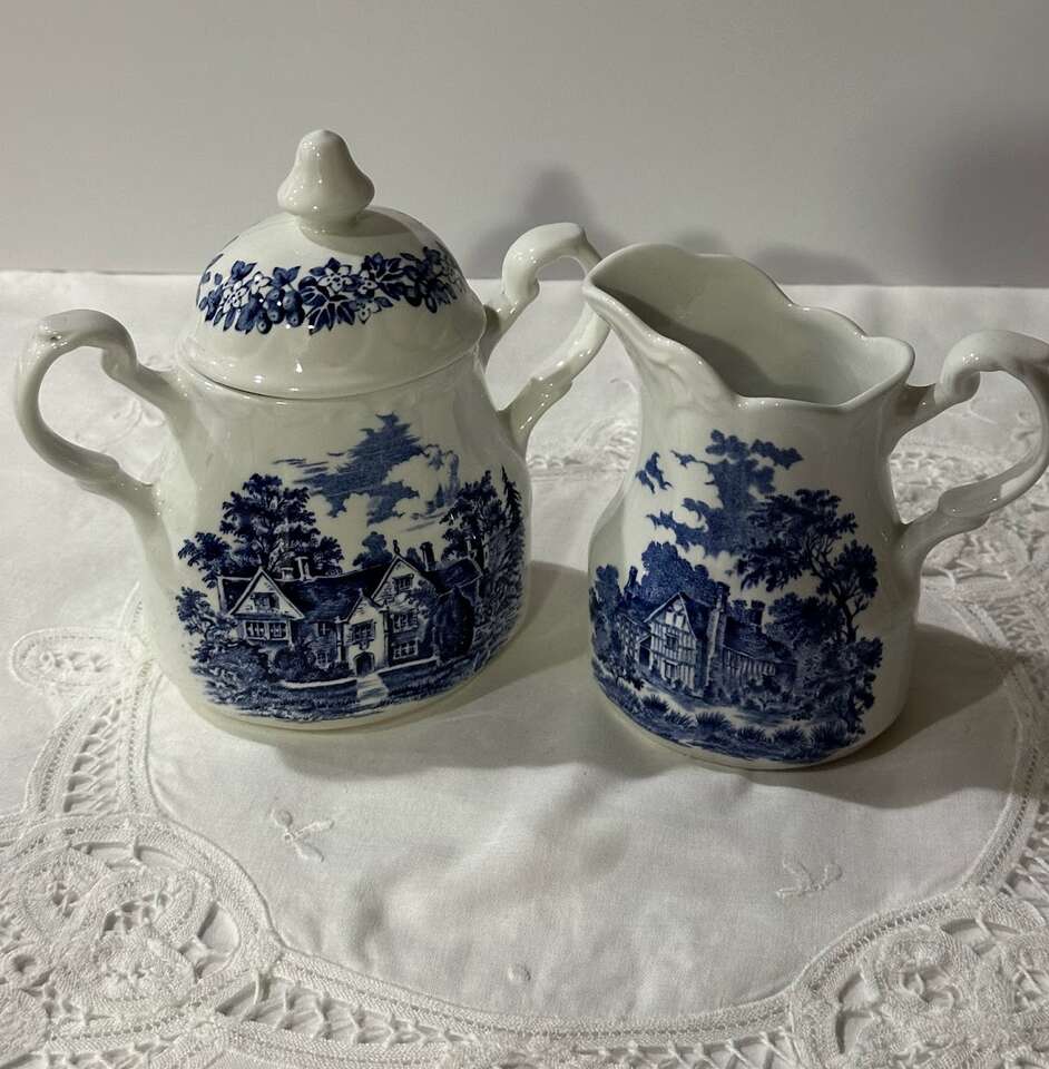 English Ironstone ~ Sugar and Creamer w/ Lid