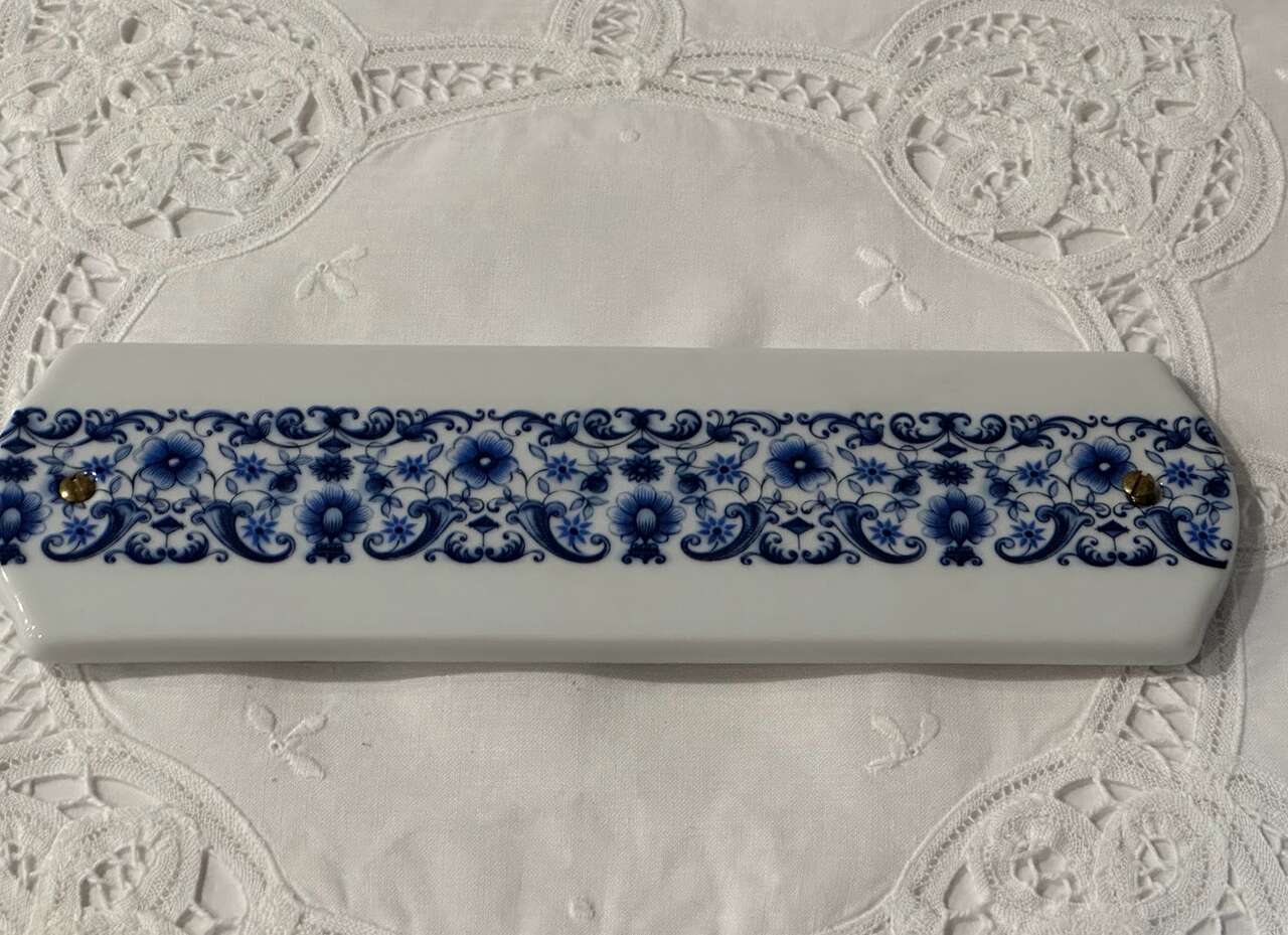 Blue Delft Design Door Push Plate ~ Limoge Porcelain