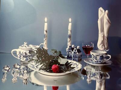 Vintage Blue Danube Dinnerware ~ with Rare Delft Flatware ~Delft House Canisters