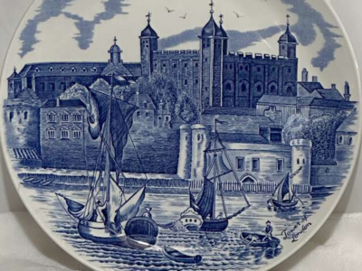 Blue Delft Plate ~ "Tower of London" ~ Vintage Collector Plate