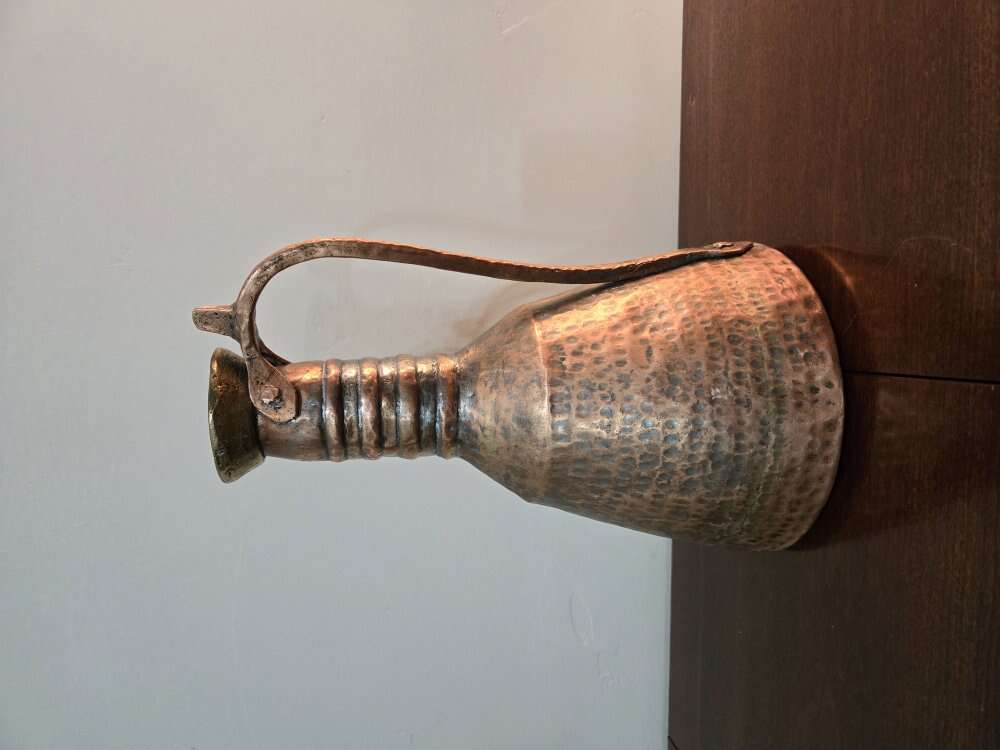 Tall Hammered Copper Pot with Solid Copper Handle