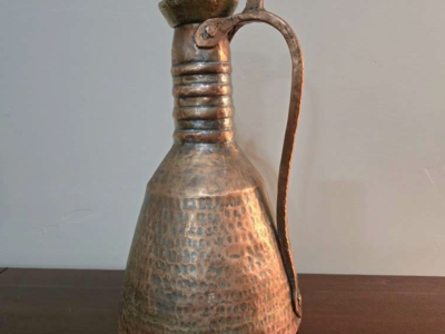 Tall Hammered Copper Pot with Solid Copper Handle