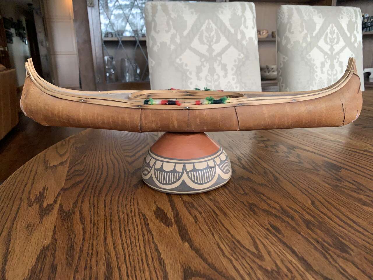 CHIPPEWA INDIAN MODEL WOODLANDS BIRCH BARK CANOE 18 INCHES