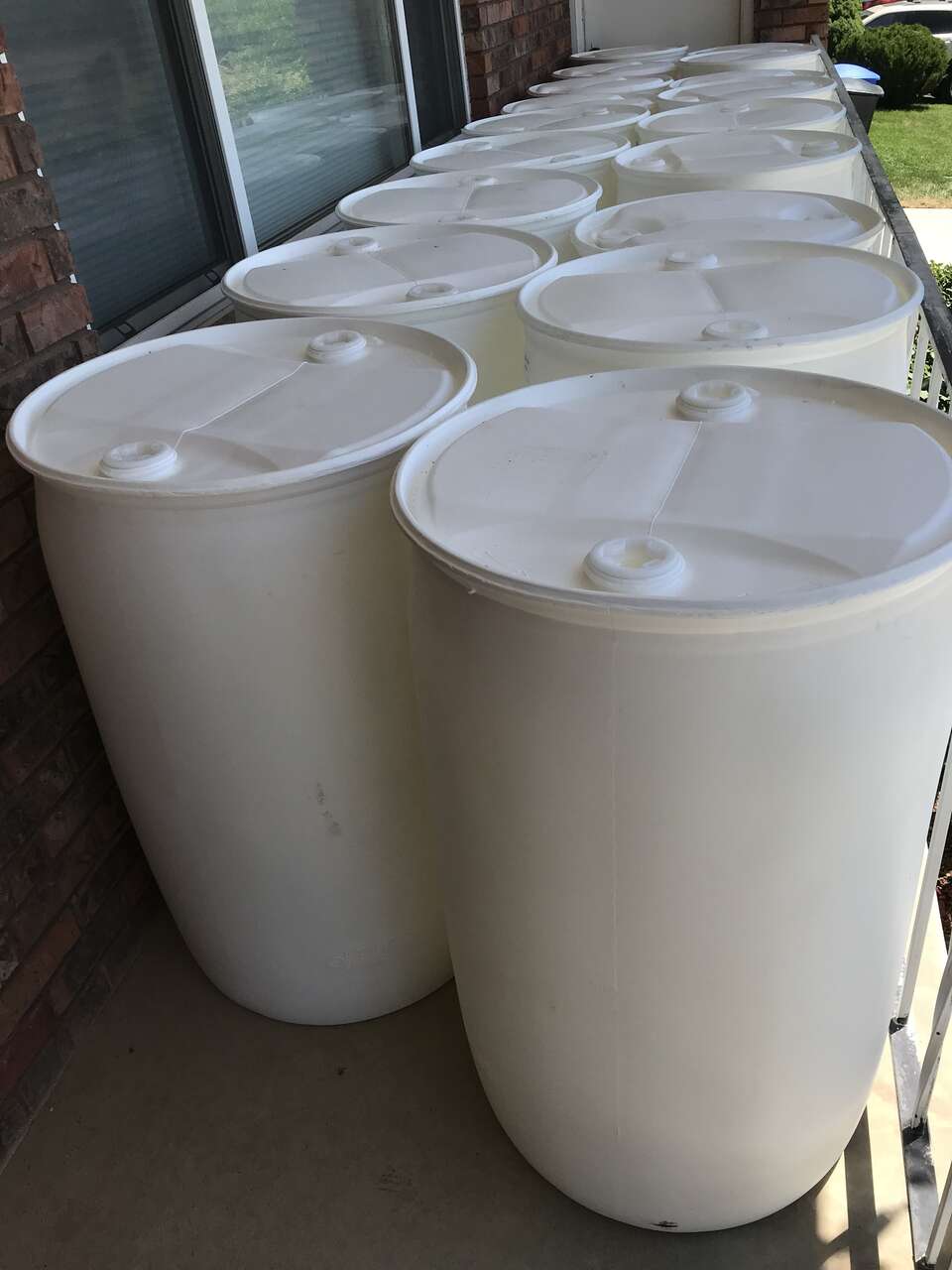 55 Gallons white plastic food grade water drum barrels  buy 10 or more for $10  each